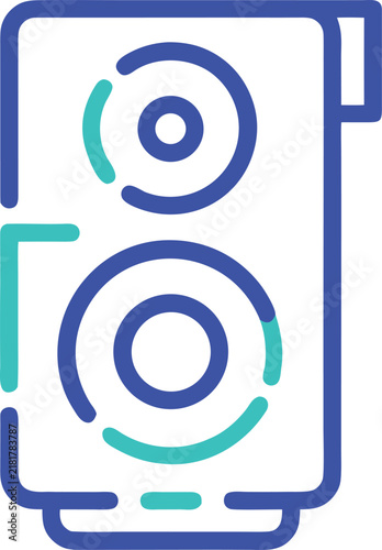 Audio speaker tower icon outline style vector illustration with technology speakerbox loudspeaker vector illustration