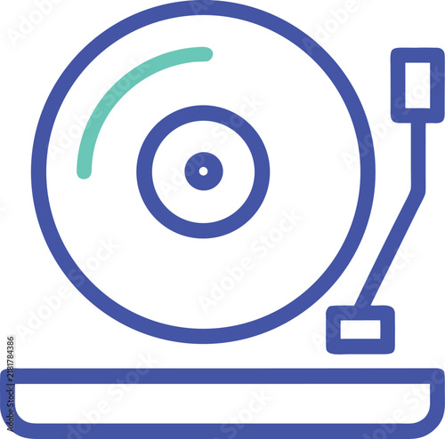 Vinyl record player turntable audio equipment icon outline vector illustration with turntable, equipment vector illustration