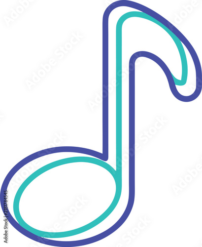 Musical note melody tune audio symbol outline vector illustration with illustration entertainment vector illustration