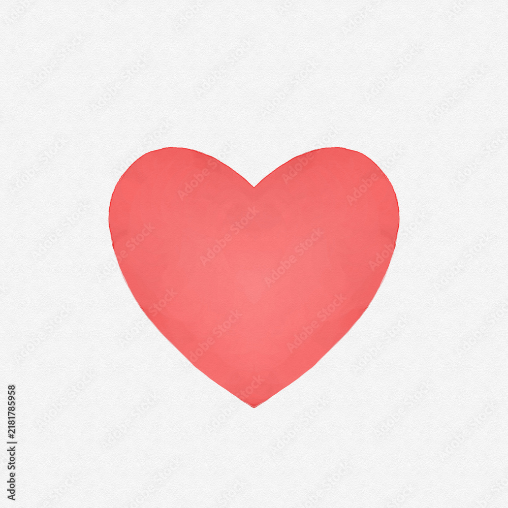 Fototapeta premium Red Watercolor Heart Illustration