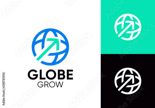 logo design featuring a globe and arrow for a global distribution business