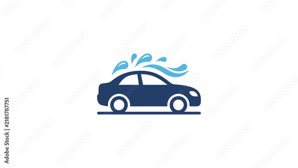 Fototapeta premium Car Wash Service Icon With Water Splashes