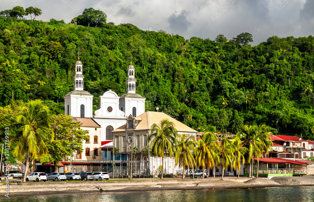 Naklejka premium The historic Our Lady of the Assumption Cathedral on the waterfront of Saint-Pierre in Martinique, Caribbean France