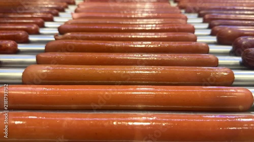 Process frying sausages for sandwich hot dog in store