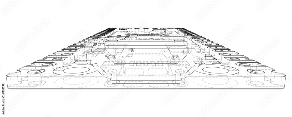 Obraz premium circuit board wireframe illustration. Vector