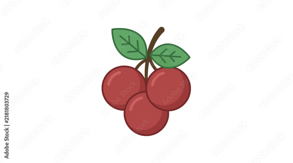 Obraz premium Cranberry Cluster Flat Vector Illustration