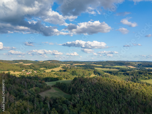 Cuadro en lienzo Landscape and forests in Czechia near Vltava river.