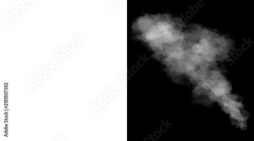 Cuadro en lienzo Atmospheric white smoke plume on black background, realistic steam cloud illustr