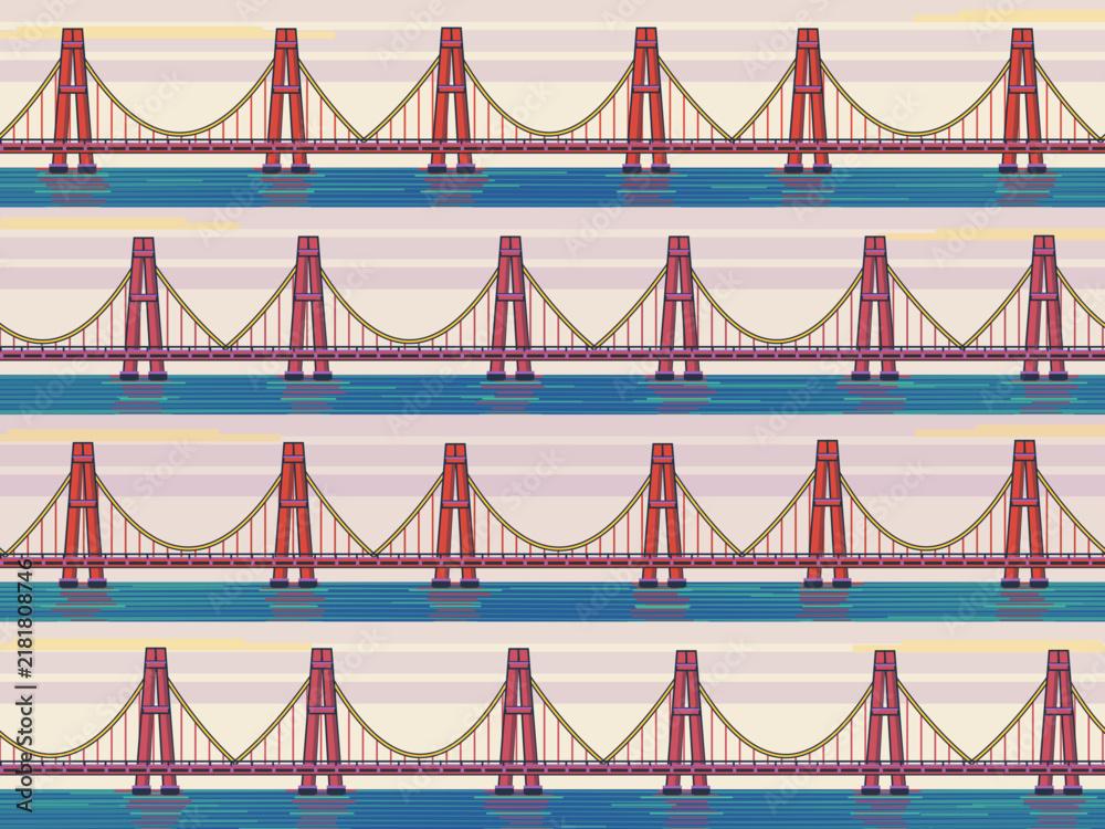 Fototapeta premium Colorful Suspension Bridge Architecture For Modern Interiors
