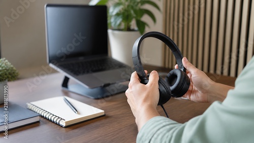 Plakat Headset Preparation For Online Webinar Class