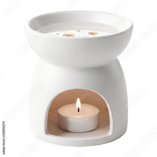 Plakat White ceramic oil burner with tea light candle