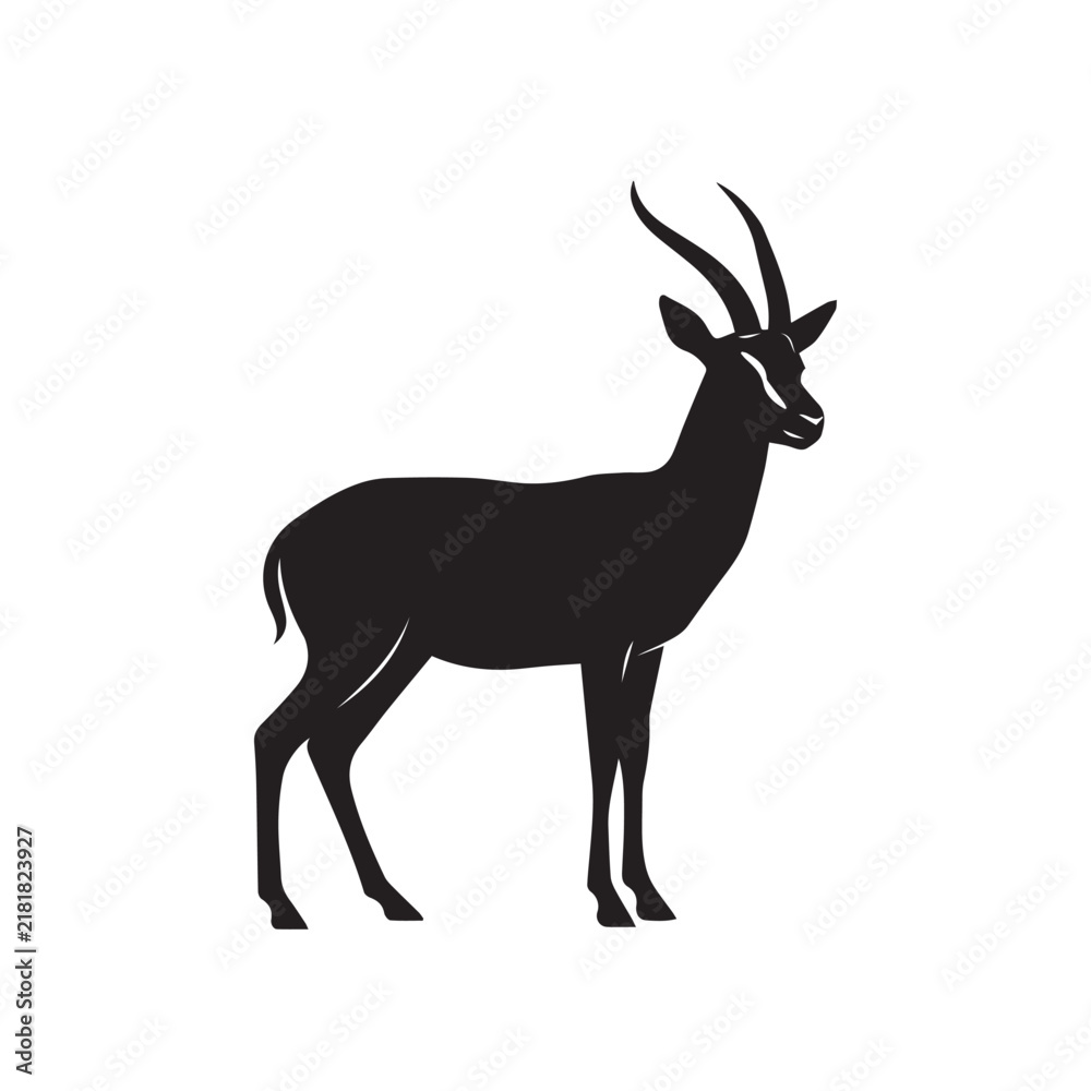 Fototapeta premium Gazelle Silhouette Set Black and White Vector Gazelle Silhouettes Collection Wildlife Illustration Gazelle Silhouette Set African Animal Vector