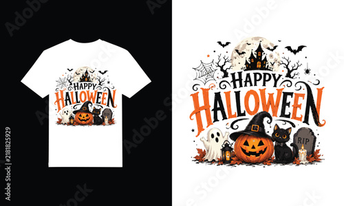Happy Halloween Typography T-shirt