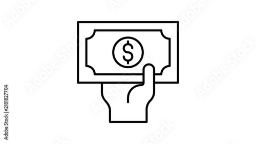 Cash out icon line animation isolated on white background
