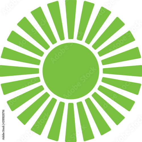 Green sunburst circle with radiating lines for abstract decorative design elements.