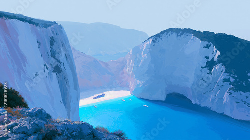 Turquoise Alpine Lake Beneath Dramatic Snowy Cliffs