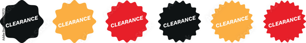 Obraz premium Clearance Badge Collection with Colorful Starburst Labels