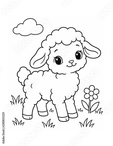 Cute Farm Animals Coloring Book Page Set Illustration