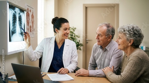 Doctor Explaining X-ray To Elderly Couple