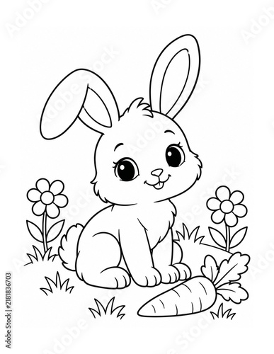 Cute Farm Animals Coloring Book Page Set Illustration