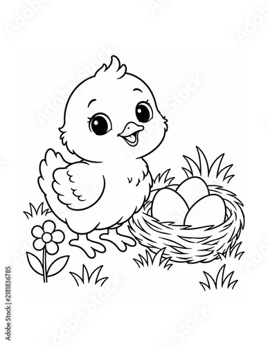 Cute Farm Animals Coloring Book Page Set Illustration