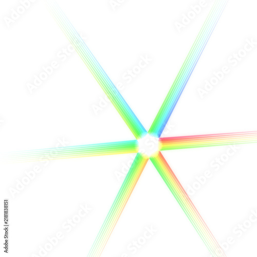 Фотография Six pointed star shape formed by vibrant rainbow light beams radiating from a ce