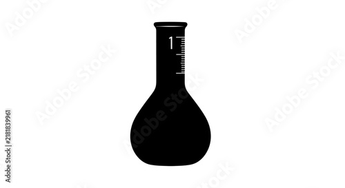 Foto Black volumetric flask with measurement markings