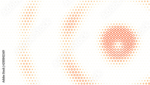 Abstract background, with orange hexagonal, dot pattern arranged, in concentric circular, ripples on a, dark black surface texture