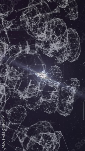 Animation of network of connections with human brain and globe