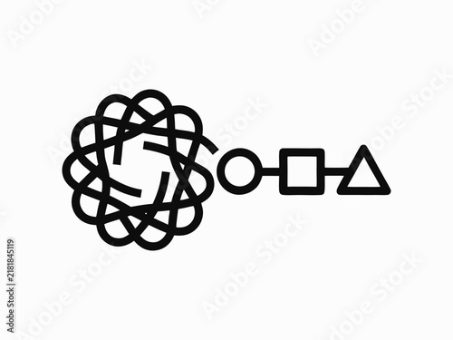 Neural Network Workflow Icon, Artificial Intelligence Process and Digital Transformation Symbol