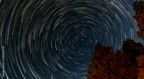Star Trails in a dark sky in the Charcoal Ovens Historical State Park in Ely Nevada