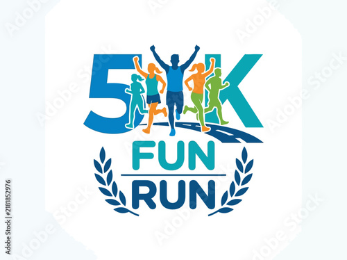Energetic 5K Fun Run Graphic With Diverse Runners Achieving Their Goals