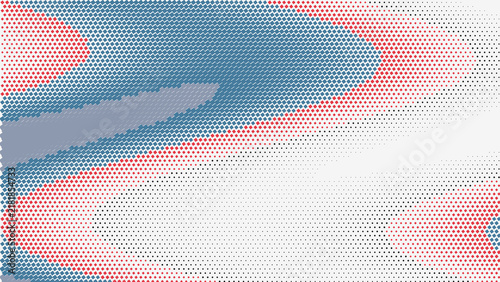 Red and blue halftone spiral background, with swirling dot, pattern, light circular, vortex abstract geometric, radial motion texture