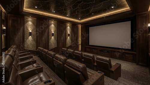 Home Theater Room With Comfortable Seating and Large Screen