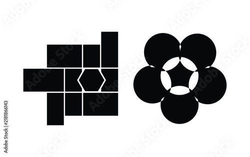 Photo Collage Frame Templates - Rectangle and Circle Picture Frame Vector Collection.