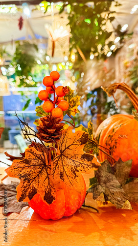 Autumn pumpkin tabletop decoration