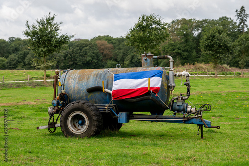 Dutch Farmer Protest Flag on Agricultural Slurry Tanker
