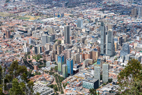 Aerial view of Bogota cityscape