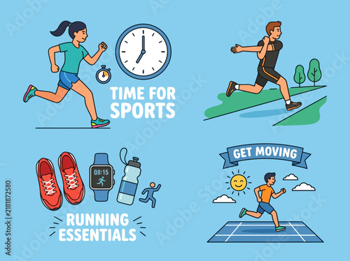 Active Lifestyle And Running Elements For Fitness And Health