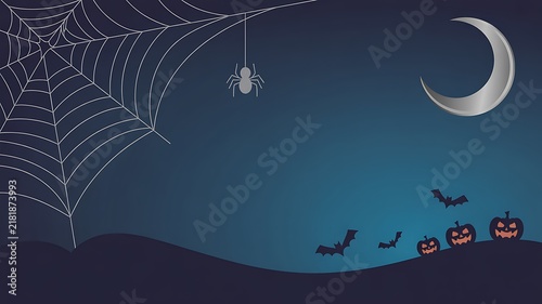 Whimsical nighttime village scene with crescent moon and flying creatures