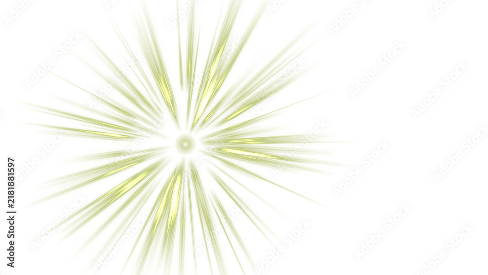 Fototapeta premium Pale yellow starburst shape with radiating spiky petals and central point on black background, isolated on a, transparent background