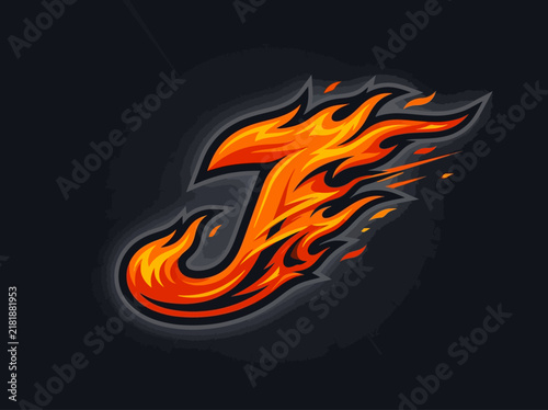 Fiery Letter J Emblem Design Intense Heat And Power Graphic Element