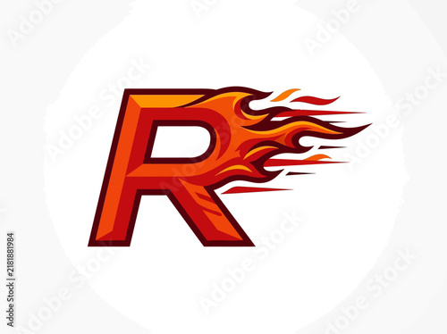 Fiery Letter R Emblem With Dynamic Flame Effect For Branding