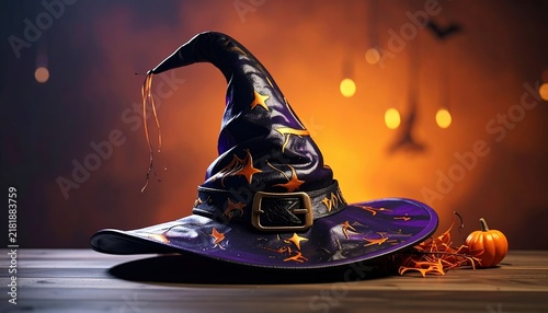 Halloween witch hat, 3D Illustration