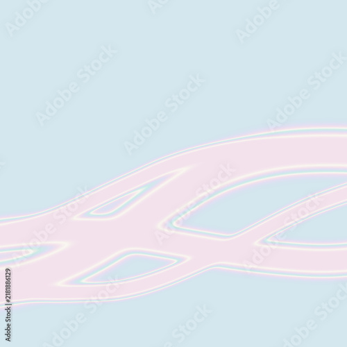 Soft pale pink liquid wave shape on pastel blue background with copy space