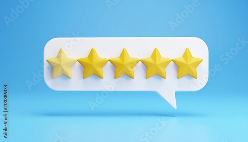 Feedback concept with speech bubble and star rating 3D illustration