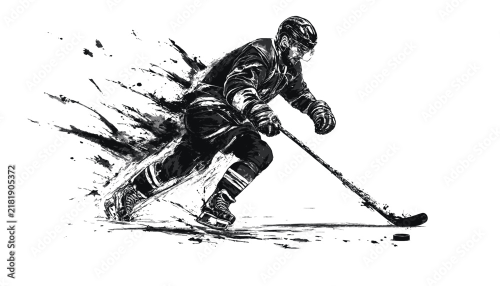 Fototapeta premium Skier in dynamic downhill turn on snowy slope. Winter sports athlete carving powder with precision technique and speed.