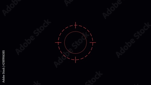 Red digital target reticle hud overlay for gaming and sci-fi ui interface animation 4k