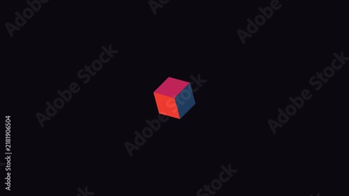 Rotating isometric cube animation with minimalist geometric and modern motion style 4k