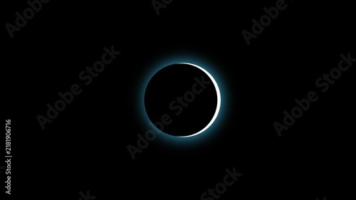 Solar eclipse animation: glowing lunar silhouette against dark space 4k background, moon astronomy